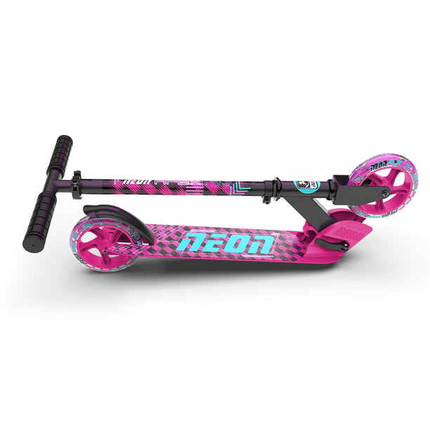 Neon Kids Folding Kick Scooter Apex 145 - Pink, Boys Girls Light up Wheels - Walmart.com