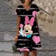 thumbnail image 3 of Vestido de manga corta con cuello en V, informal, bohemio, holgado, elegante, de verano, con estampado 3D de Disney, Minnie y Mickey Mouse, 3 of 5