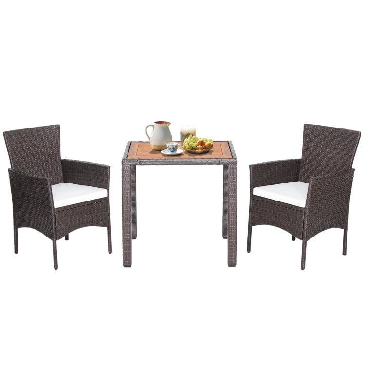 Aimee Lii 3 Pieces Patio Wicker Furniture Set with Acacia Wood Table Top, Outdoor Patio Set Aimee Lii 3 Pieces Patio Wicker Furniture Set with Acacia Wood Table Top, Outdoor Patio Set