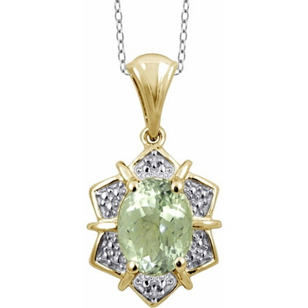 JewelersClub 1.30 Carat Green Amethyst Gemstone and Accent White Diamond Pendant