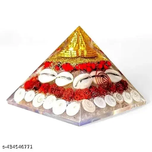 2" Auspicious Crystal Shri Yantra Gomti Chakra Pyramid For Positive Energy Home