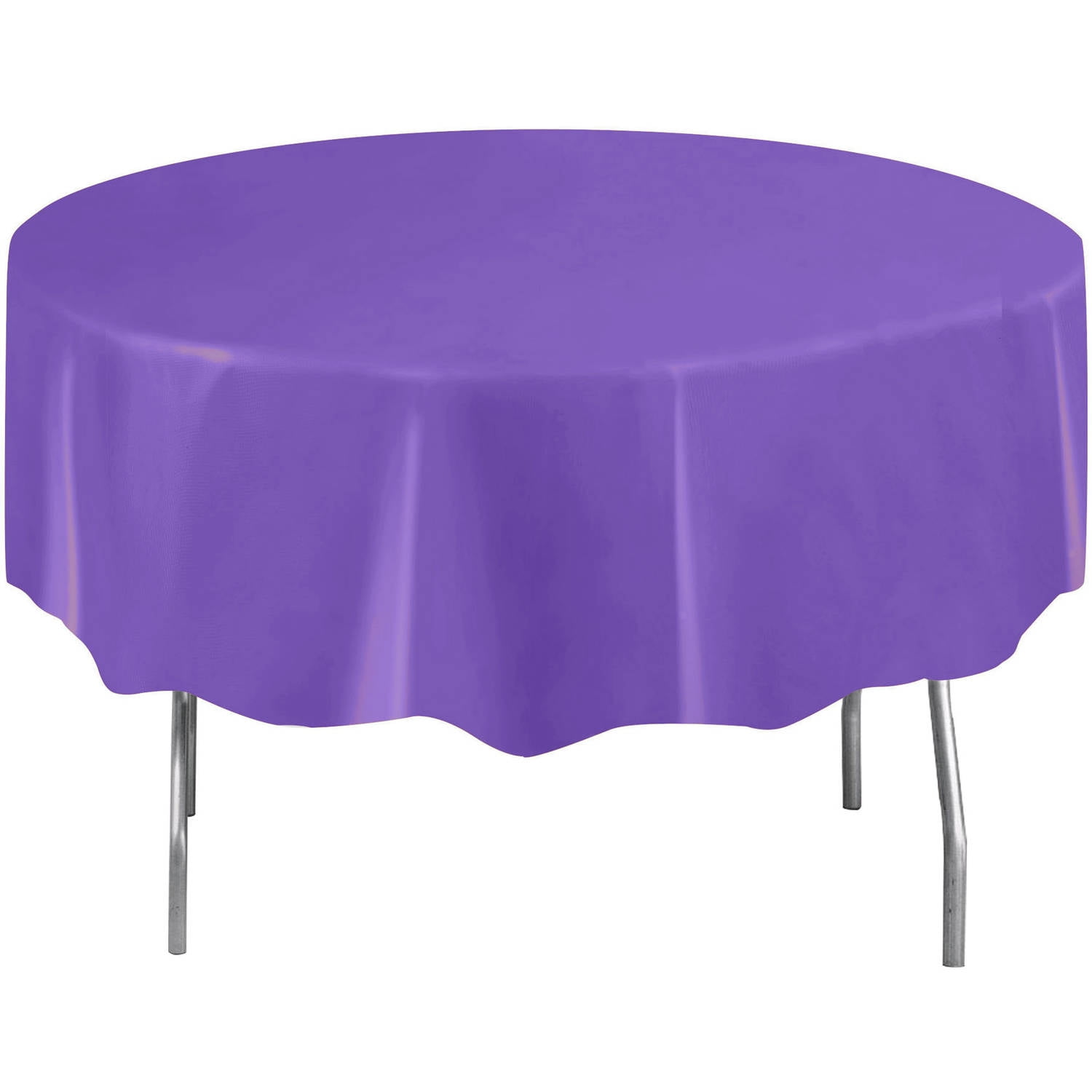 Neon Purple Plastic Party Tablecloth, Round, 84in