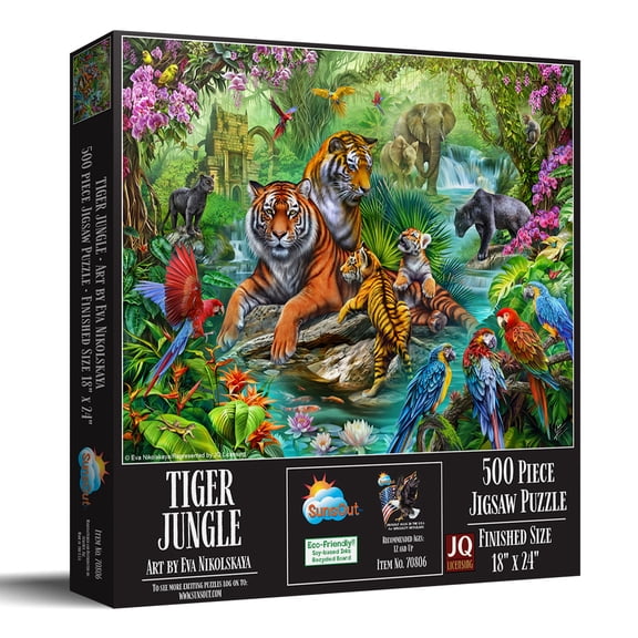 SUNSOUT INC - Tiger Jungle - 500 pc Jigsaw Puzzle by Artist: Eva Nikolskaya - MPN # 70806