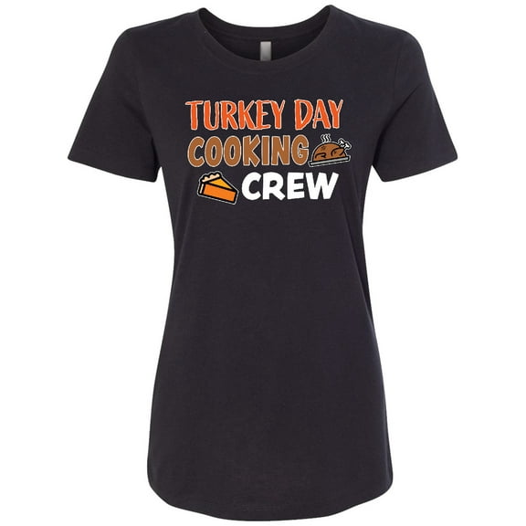 Inktastic Thanksgiving Turkey Day Cooking Crew with Turkey and Pumpkin Pie Women's T-Shirt