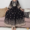 thumbnail image 4 of Bohemian Retro Embroidered Maxi Dress, Waist Flowy Dress for Dating, Party & Daily Wear, 4 of 5