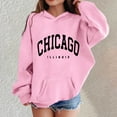 thumbnail image 2 of Telankuip 2025 Fashion California Letter Print Girls Pullover Hoodies Loose Fit Long Sleeve Kids Sweatshirts Drawstring Drop Shoulder Casual Workout Fall Winter Hooded Tops Pink 5-6 Years, 2 of 4