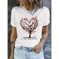 thumbnail image 1 of A Pattern Featuring Numerous Red Hearts Hanging on Trees, This Women'S Round-Neck Short-Sleeve T-Shirt Embodies a Casual And Fashionable Style, Making It a Classic And Versatile Choice for Women, 1 of 6