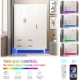 thumbnail image 6 of ANPOO Large 3 Doors Armoire Wardrobe Closet with LED Lights & Hanging Rods,70.9" White Louver Door Wardrobe Armoire with 3 Drawers,LED Large Armoire Storage with Multi-Layer Shelves, 6 of 9
