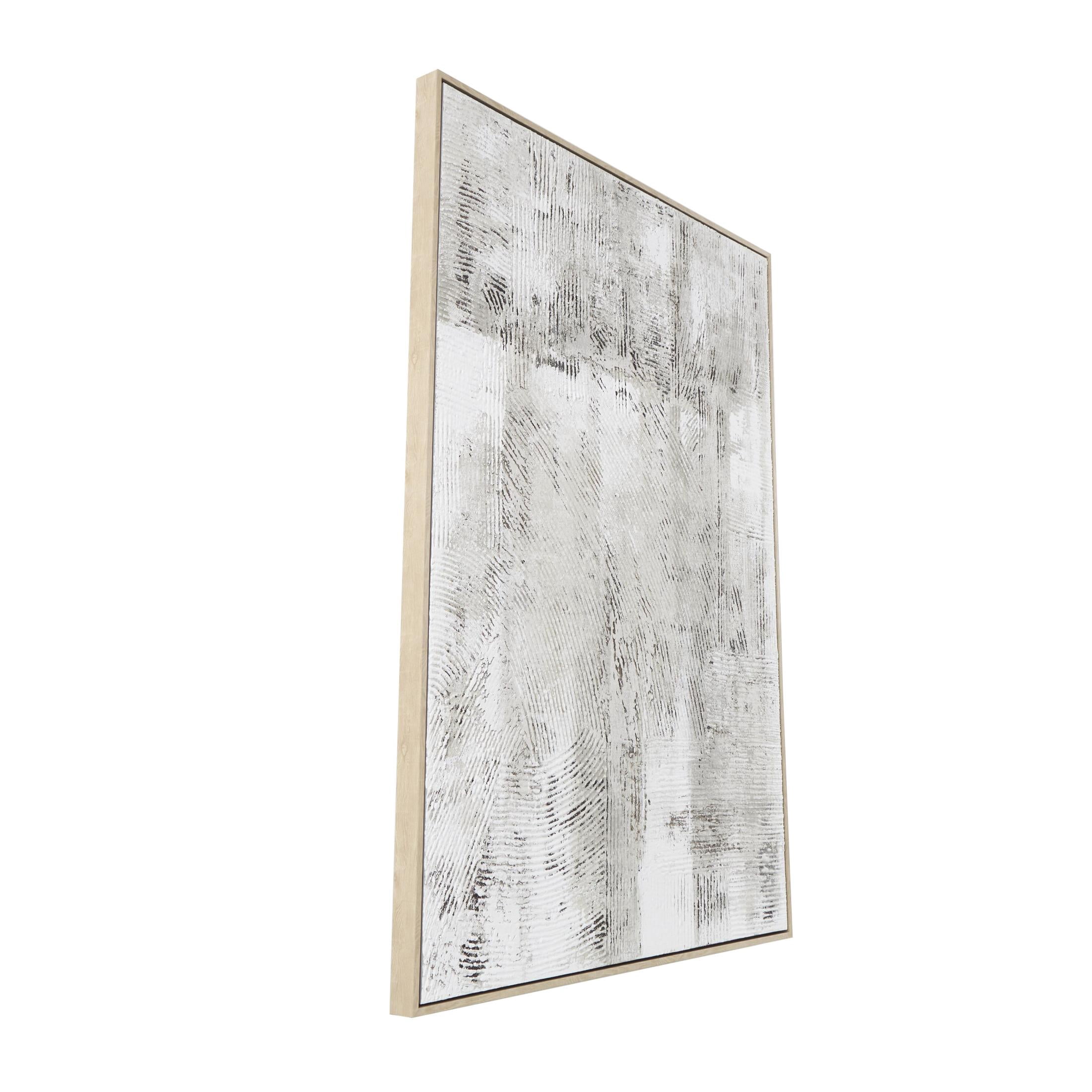 33" x 49" Textured Abstract Framed Wall Art with Wooden Frame and Black Distressing, by DecMode