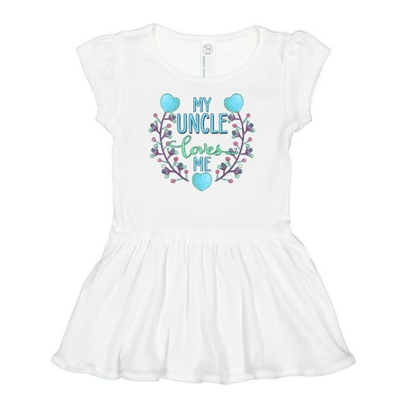 

Inktastic My Uncle Loves Me with Flowers and Hearts Girls Baby Dress