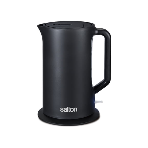 Salton Cordless Electric Kettle – 1.7 L, Black| BPA Free | Quick Boil 1500W Heating Element | Auto Shut Off & Boil Dry Protection | 360° Swivel Base | Clear Water Window | Cord Storage (JK2178BK)