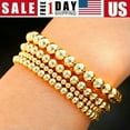 thumbnail image 5 of EOEMY Gold Bead Bracelet For Women 14K Gold Plated Bead Ball Stretchable Bracelet Gift-Gold-6mm, 5 of 9