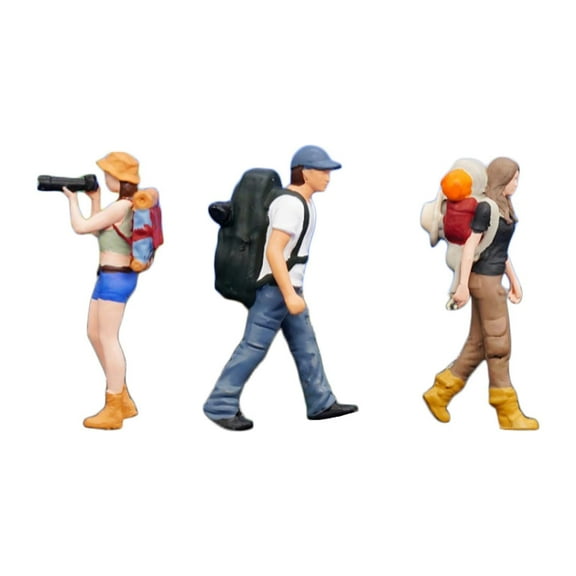 LeeQinersw 1:64 Miniature Figures Miniature People Figurines Hiking Collectibles Decorative 3pcs