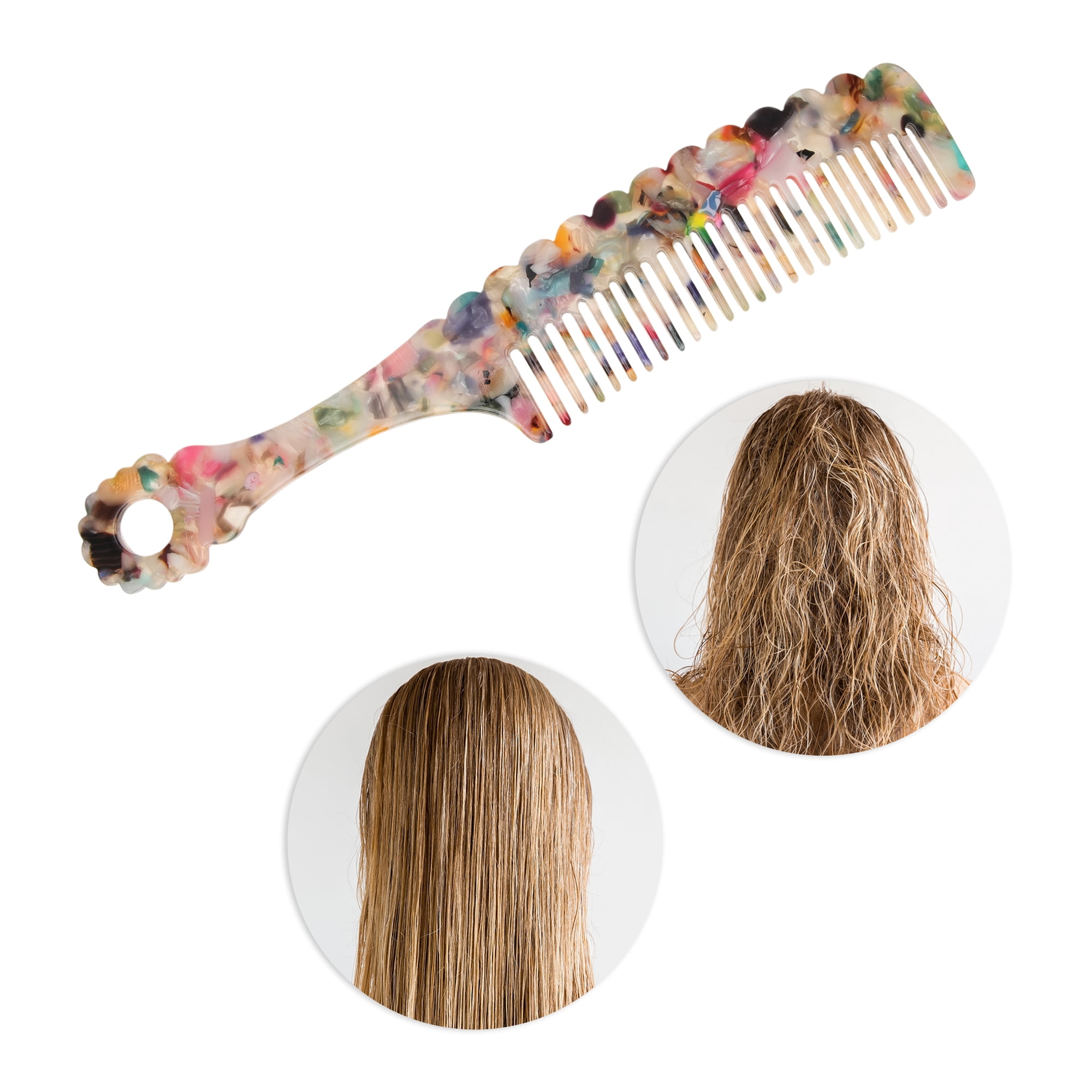 Unique Bargains 1 Pc Fashion Handle Wavy Hair Comb for All Hair Types Styles Multicolor