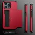 thumbnail image 6 of Compatible with iPhone 16 Pro Case with Card Holder, Dual Layer Heavy Duty Protective Military Grade Shockproof Hidden Card Slot Slim Wallet Phone Cover for Women&Men,Red, 6 of 9