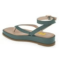 thumbnail image 3 of FSJ Women Split Toe Strappy Thong Sandals Buckled Ankle Strap Flat Heeled Shoes Summer Beach Dressy Flatform Sandals Size 13 Teal, 3 of 5