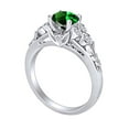thumbnail image 2 of AFFY 1.28 Carat Round Shape Simulated Emerald & Natural Diamond Leaves Engagement Ring 14K Solid White Gold Ring Size-8.5, 2 of 2