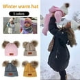 thumbnail image 4 of ZOELNIC Baby Toddler Kids Warm Knitted Fur Pom Bobble Hats Boy Girls Beanie Caps Winter, 4 of 12
