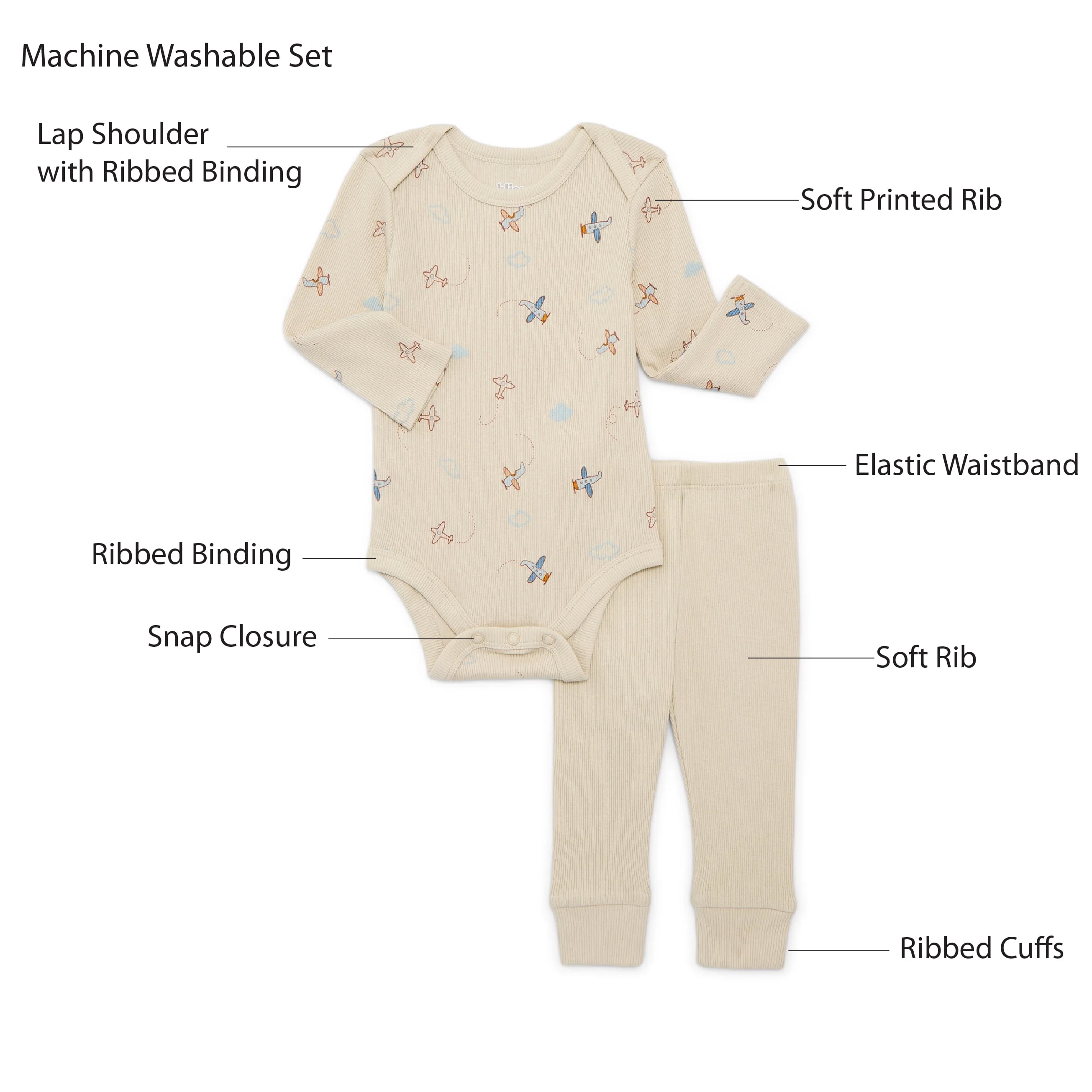 Bliss by Garanimals Baby Boys or Girls Ribbed Cotton Bodysuit and Leggings Set, 2-Piece, Sizes 0-12 Months