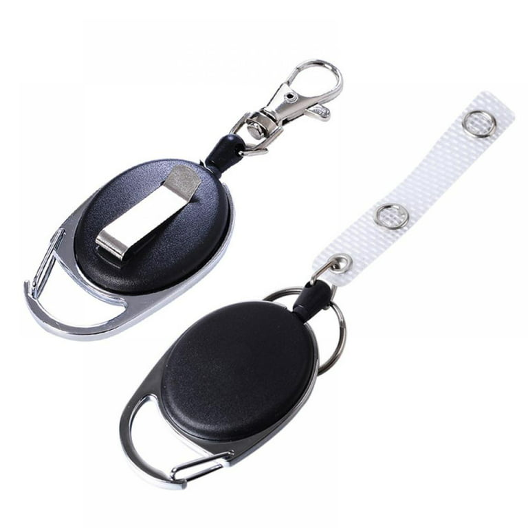 2 Pack Retractable Keychain, Heavy Duty Retractable Badge Reel with Key Ring for Keychain Card Badge Holder, Size: 1PC*A1 + 1PC*A2