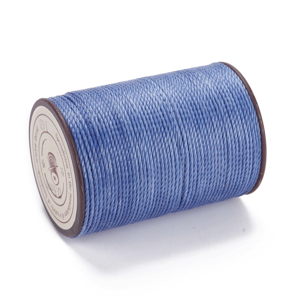Round Waxed Polyester Thread String Micro Macrame Cord Twisted Cord for Leather Sewing Stitching Royal Blue 0.8mm about 54.68 Yards(50m)/Roll