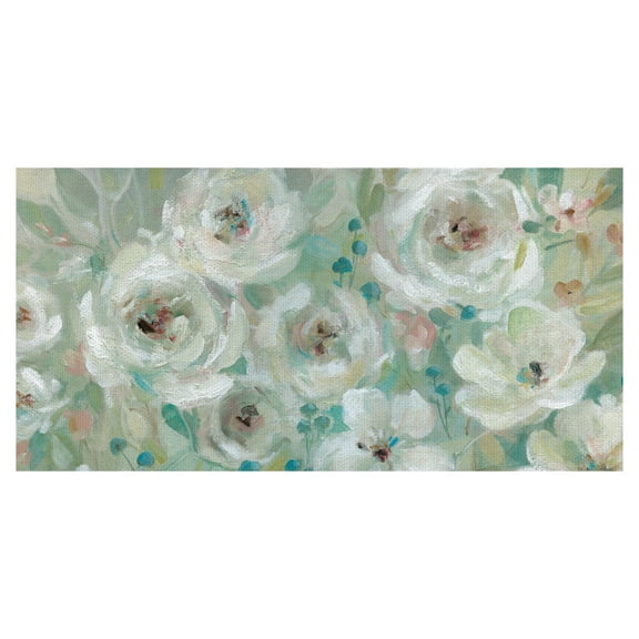 Masterpiece Art Gallery Interpreting Spring White Flowers By Carol Robinson Canvas Art Print 17" x 34"