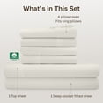 thumbnail image 5 of California Design Den King Sheets Set - 400 Thread Count 100% Cotton Sateen - Deep Pocket- Breathable 6 Piece Adult/Teen Bed Sheet Set - Ivory (Pale Tone), 5 of 11