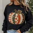 thumbnail image 5 of Halloween Shirt, Patchwork Pumpkin Sweatshirt, Fall Pumpkin Shirt, Autumn Leaves Hoodie, Thanksgiving Graphic Tee, Cozy Halloween Gift For Her, 5 of 9