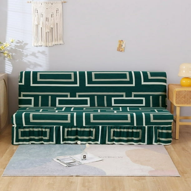 Nvzi Funda de sofá elástica para sofás sin brazos, fácil de instalar, lavable, protector de sofá con faldón, 61,02 a 72,83 pulgadas (estilo H)