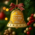 thumbnail image 2 of United States 250th Anniversary Bell Ornament, Honoring U.S. 250th Anniversary 1776-2026 Bell Ornament with Commemorative Detailing for Collectors and Patriotic(Red,1pc), 2 of 3