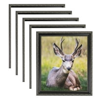 ArtToFrames 8" x 8" Antique Black Picture Frame, 8x8 inch Black Wood Poster Frame (WOM-5106), 5 Pack