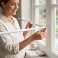 thumbnail image 5 of Self Adhesive Tension Rod Holder, No Drill Clear Curtain Rod Brackets, Transparent Adhesive Hooks for Spring Tension Rod, Window Curtain, Closet and Bathroom Organizer,2pc, 5 of 8