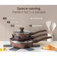 thumbnail image 4 of SENSARTE 10-Piece Granite Pots and Pans Set, Toffee Brown Induction Nonstick Cookware Set, Healthy Kitchen Cooking Sets with Stay-Cool Handles, Dishwasher & Oven Safe, Stackable, 4 of 7