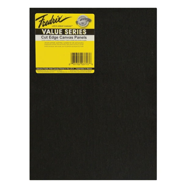 Fredrix Value Series Cut Edge Canvas Panel, 9 x 12 in, Black, Pack of