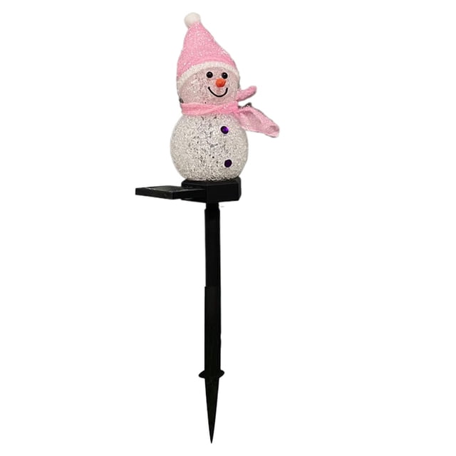 Yuarrent Decoraciones al aire libre de la Navidad del ABS para la prenda impermeable solar de la durabilidad de las luces del muñeco de nieve Kits de decoración para fiestas rosa