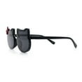 thumbnail image 6 of Kids Size Girls Cute Bow Tie Kitty Ear Rimless Plastic Sunglasses All Black, 6 of 7