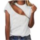 thumbnail image 1 of Blusa de manga corta con cuello redondo de color sólido con cremallera de verano de moda informal para mujer Pompotops  hkajfhjk469270, 1 of 5