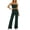 Green, variant on Women's Summer 2 Piece Outfits Striped Strapless Bandeau Crop Top High Waisted Flare Pants Set, Casual Stretchy Loungewear for Vacation Daily Wear