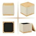 thumbnail image 4 of Zesthouse 17.9″ Wide Storage Ottoman Coffee Table, Square Ottoman with Storage, Modern Linen Foot Stool with Natural Solid Wooden Tray Lid & Base for Living Room, Bedroom, Beige, 4 of 9