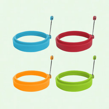 Food Grade Silicone Egg Rings, 4-Pack, Multicolor, 4 Inches, Cooking Molds for Fried Eggs