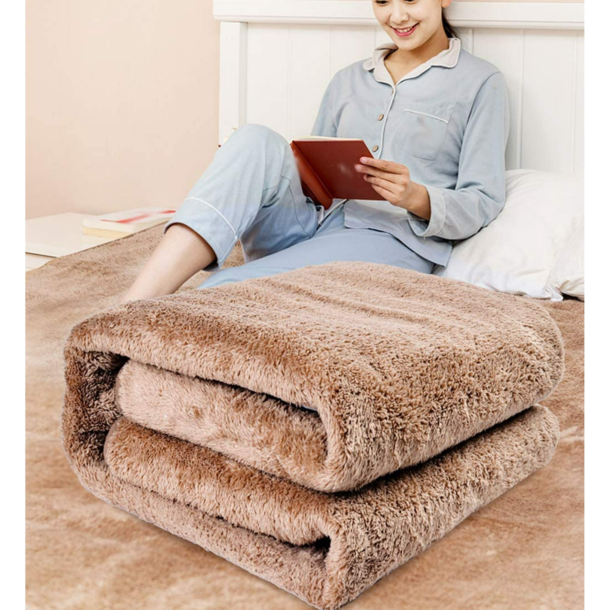 Double Electric Blanket Double Bed Electric Heated Blanket Soft Fitted Underblanket 4 Heat Settings Auto Shutoff Machine Washable Brown 180 120cm Walmart