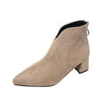 thumbnail image 2 of Roncen Women's Chunky Heel Ankle Boots - British Style Pointed Toe with Back Zipper & Low Heel for Autumn/Winter, 2 of 7