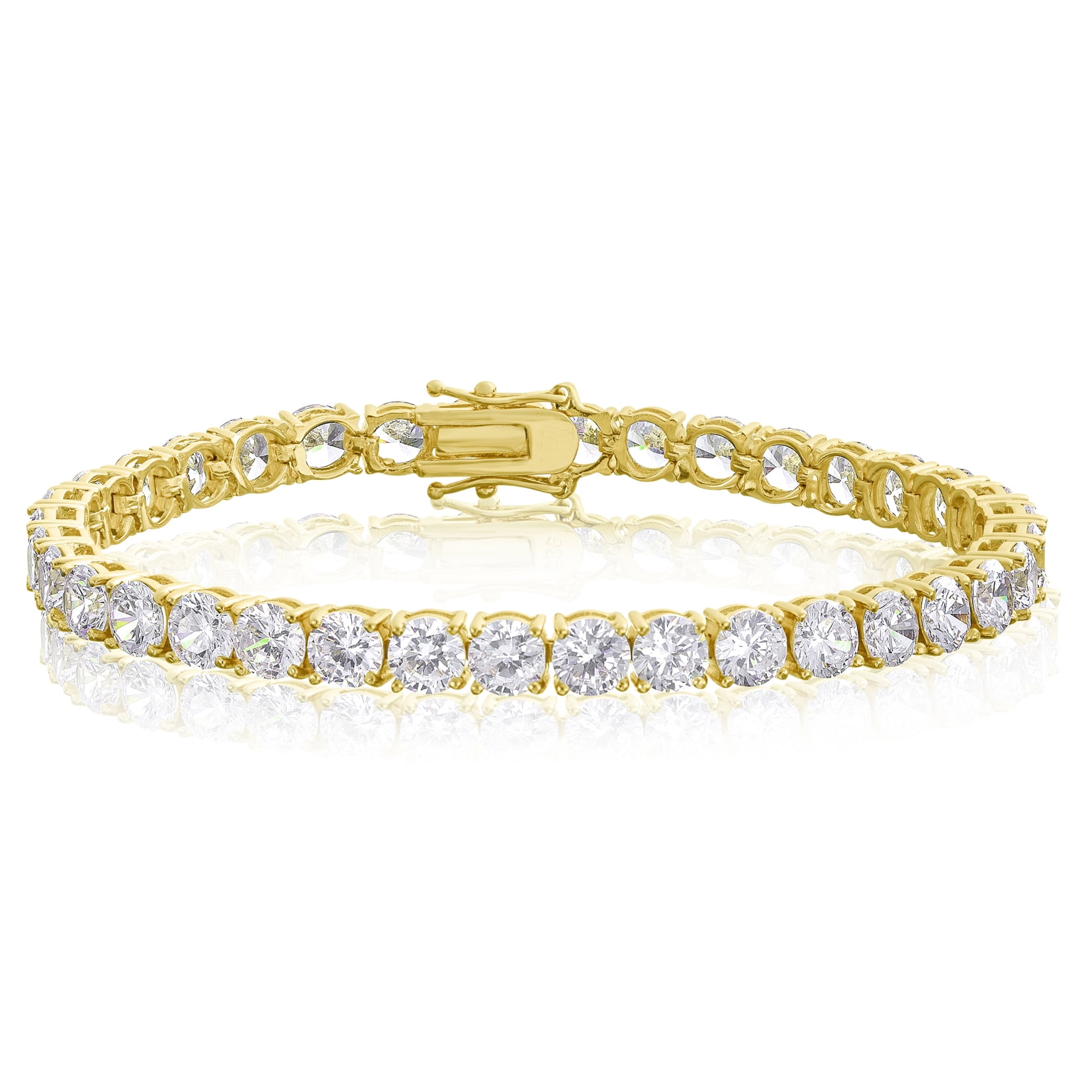 18k White Gold Finish Two Set Tennis Bracelet Trillion Cut Diamond Pearl 0.25ct 