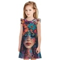 thumbnail image 1 of Vsdgher Chemise de Nuit Bohème Colorée Fleurie pour Filles Manches Courtes à Volants Robe de Nuit Pyjama pour Fête Pyjama-TTG, 1 of 6