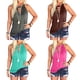 thumbnail image 2 of Qarigey Camisa de color liso sin mangas con cuello halter para mujer Prendas para la parte del cuerpo Café SG, 2 of 6