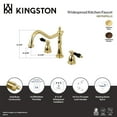 thumbnail image 6 of Kingston Brass KB1792PKLLS Duchess Double-Handle 3-Hole Widespread Kitchen Faucet in Polished Brass, 6 of 7