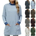thumbnail image 4 of Gswybco Striped Tunic Tops for Women Mock Neck Long Sleeve Casual Blouses Fall Fashion Color Block Loose Sweatshirts, 4 of 9