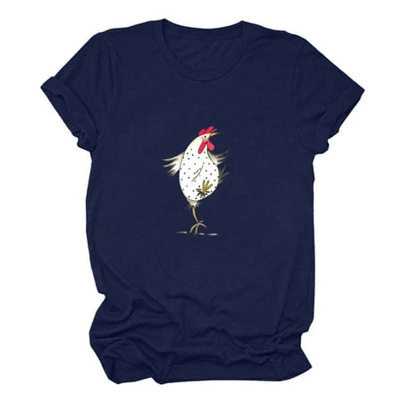 

Womens Tops Corset Tops for Women Women s Short Sleeve T-shirt Good Luck Chicken Funny Print Print Tops White Long Sleeve Shirts for Women Valentine Shirts for Women Clearance on Sales Blue L