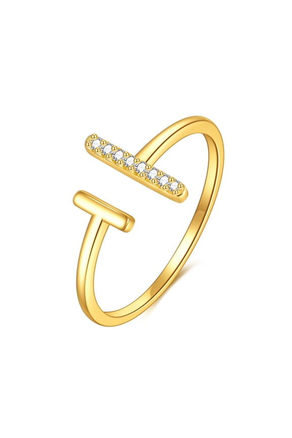 14K Solid Gold Ring for Women Adjustable Bar Rings Jewelry Gifts for Her