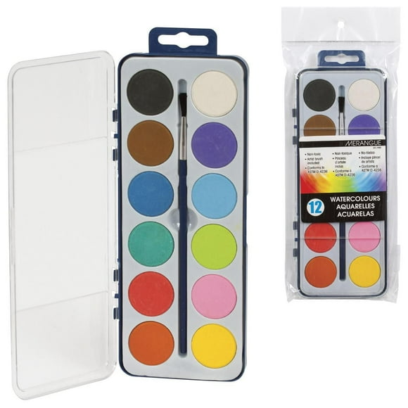 Merangue Ensemble de peinture en galettes sèches, 12 couleurs, Paquet de 6